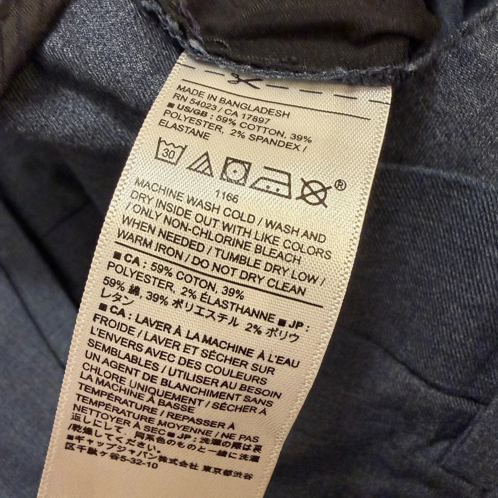 Banana Republic Core Temp Chino Pants Mens 38x32 Slim Fit Blue Business Casual